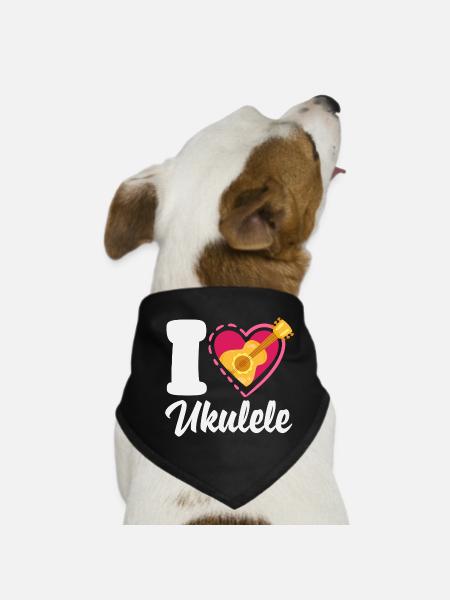 Lustiges Ukulele Designs Und Sprüche - Hunde-Bandana - Schwarz - Vorne