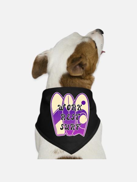 Surfing Spruch Design - Hunde-Bandana - Schwarz - Vorne
