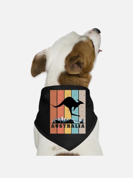 Känguru über der australischen Skyline - Hunde-Bandana - Schwarz - Vorne