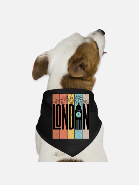 London Skyline Stripes Graphic - Dog Bandana - black - Front