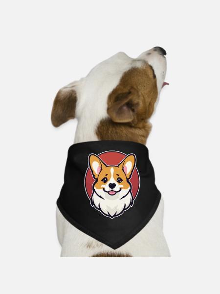 Corgi - Dog Bandana - black - Front