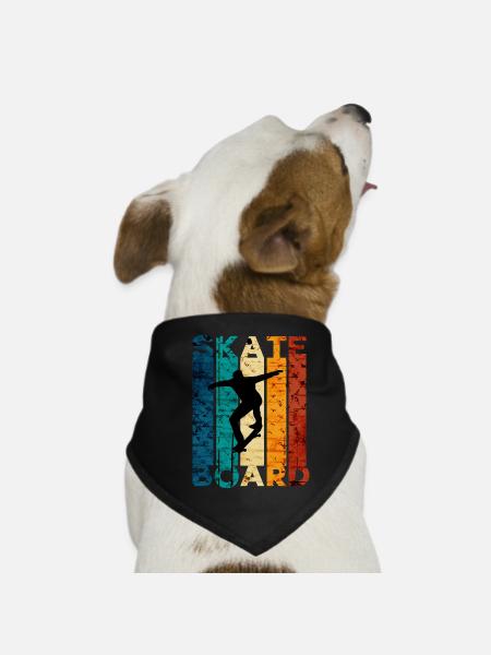 Skater silhouette on colored retro wall - Dog Bandana - black - Front