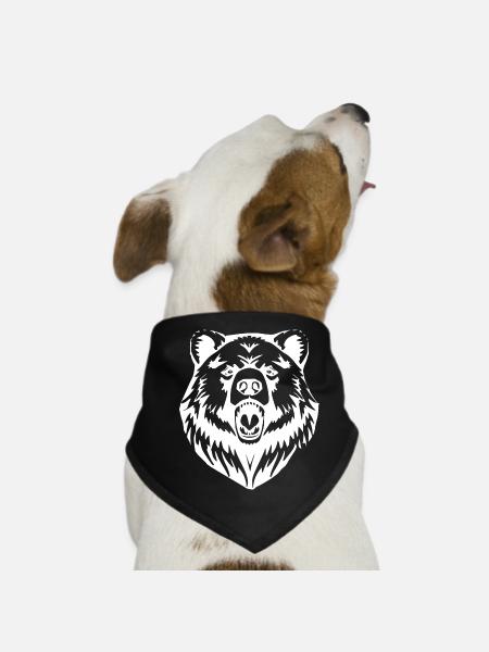 Bear Bears T-shirt Gift - Dog Bandana - black - Front
