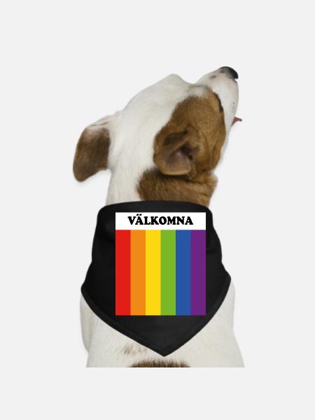 Välkomna Swedish LGBT Welcome Safe Space Rainbow - Dog Bandana - black - Front