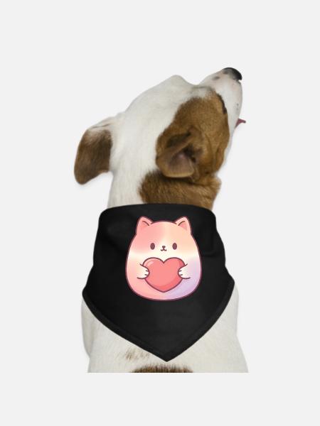 Amour de cœur de chaton câlin - Bandana pour chien - noir - Devant