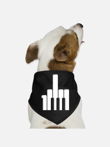 Piano Keys Middle Finger - Dog Bandana - black - Front