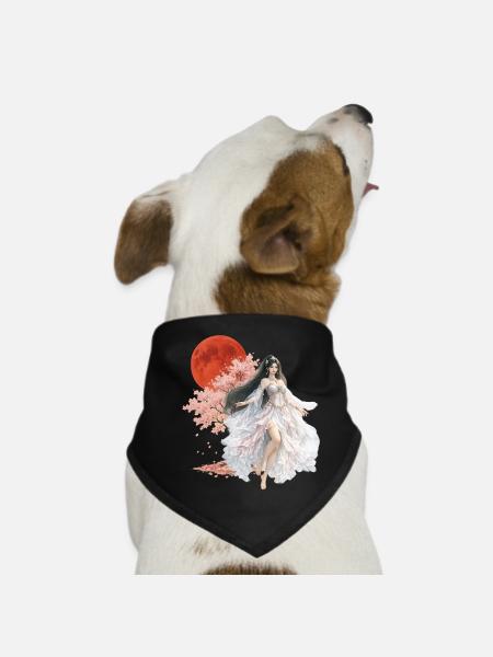 Mondbeschienene Blüten-Verzauberin - Hunde-Bandana - Schwarz - Vorne