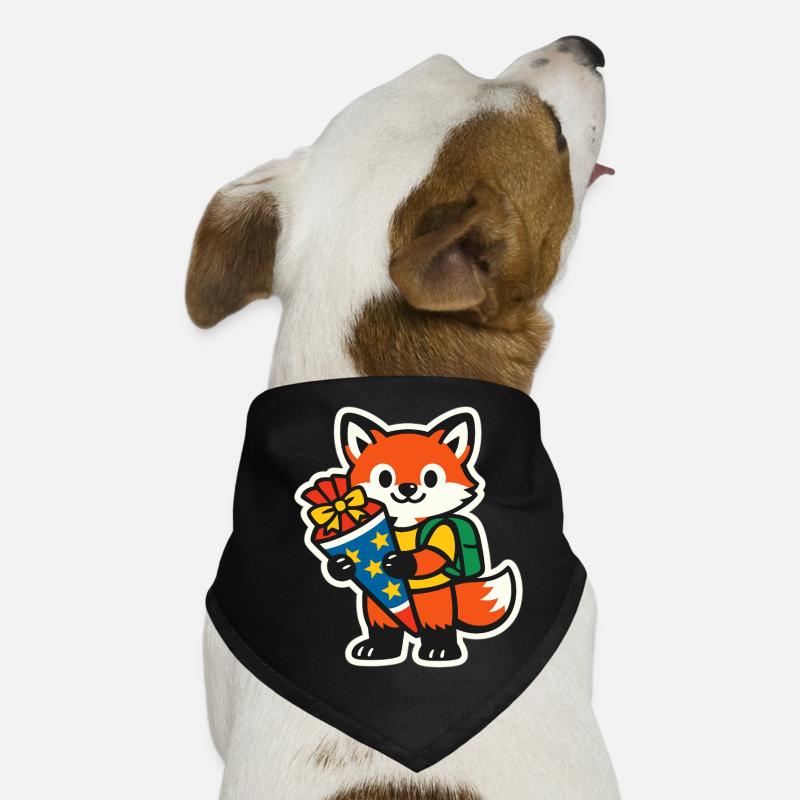 Fuchs mit Geschenk und Rucksack Einschulung Hunde-Bandana
