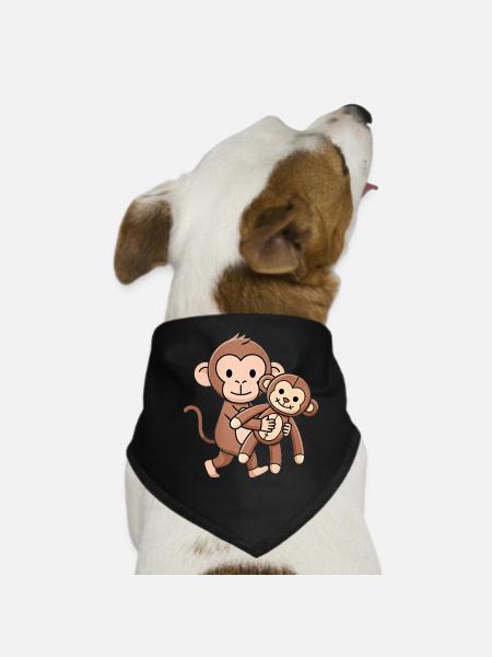 Punch Baby Monkey with Plush Toy - Dog Bandana - black - Front