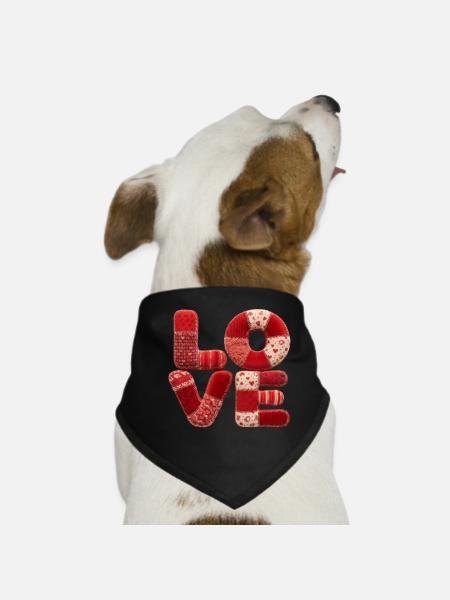 Cadeau romantique Patchwork Love pour la petite amie - Bandana pour chien - noir - Devant