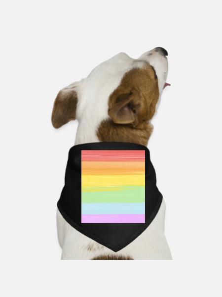 Pastel Rainbow Gradient LGBTQ Pride - Dog Bandana - black - Front