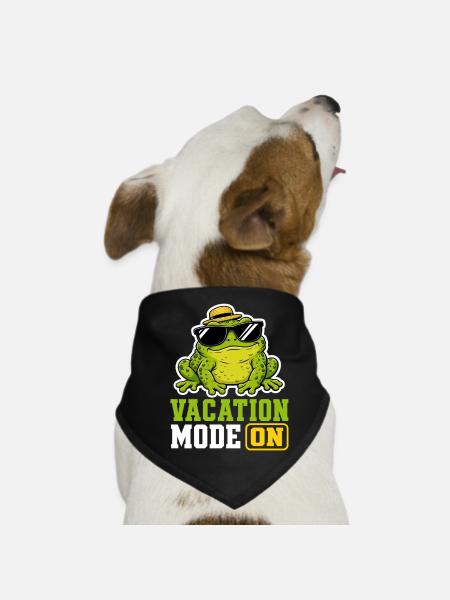 Vacation Mode On Frosch Spruch T-Shirt Lustig - Hunde-Bandana - Schwarz - Vorne