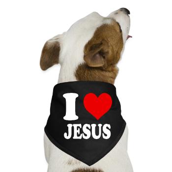 Ich liebe Jesus Jesus Religion Gläubiger Herz Lustig - Hunde-Bandana - Schwarz - Vorne