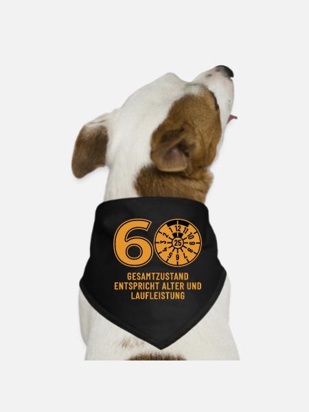 HU Décembre 2025 - 60 ans - Cadeau d’anniversaire - Bandana pour chien - noir - Devant