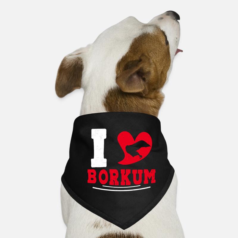 Île de Borkum J’ADORE BORKUM Drôle Bandana pour chien