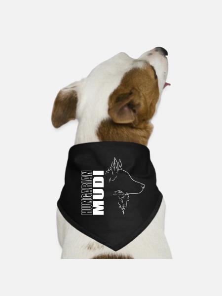 Hungarian Mudi Profile Dog Dog Wilsigns - Dog Bandana - black - Front