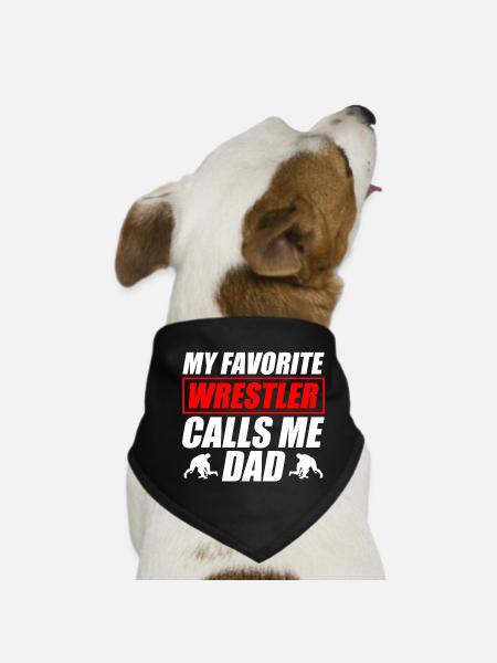 My favorite Wrestler Dad funny wrestling - Dog Bandana - black - Front