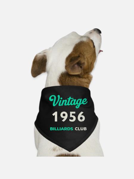 Vintage 1956 – Billiards Club Retro Geburtsjahr - Hunde-Bandana - Schwarz - Vorne