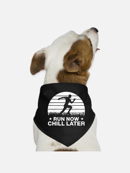 Marathon Runner Run Now Chill Later Running Gift - Hunde-Bandana - Schwarz - Vorne