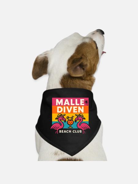 Malle Diven Beach Club Flamingo Mallorca Party  - Hunde-Bandana - Schwarz - Vorne