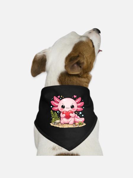Axolotl - Hunde-Bandana - Schwarz - Vorne