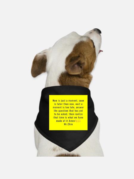 Time as art typography yellow - Dog Bandana - black - Front