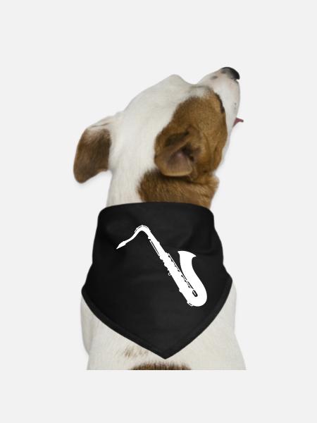 Saxophoniste Saxophone - Design - Bandana pour chien - noir - Devant
