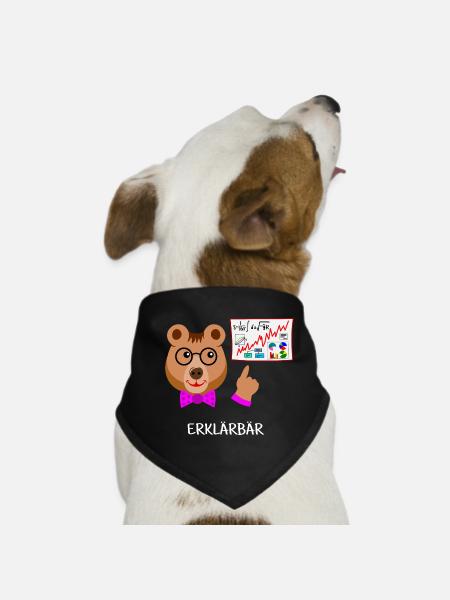 Explainer bear, teacher funny bear intelligent, smart - Dog Bandana - black - Front