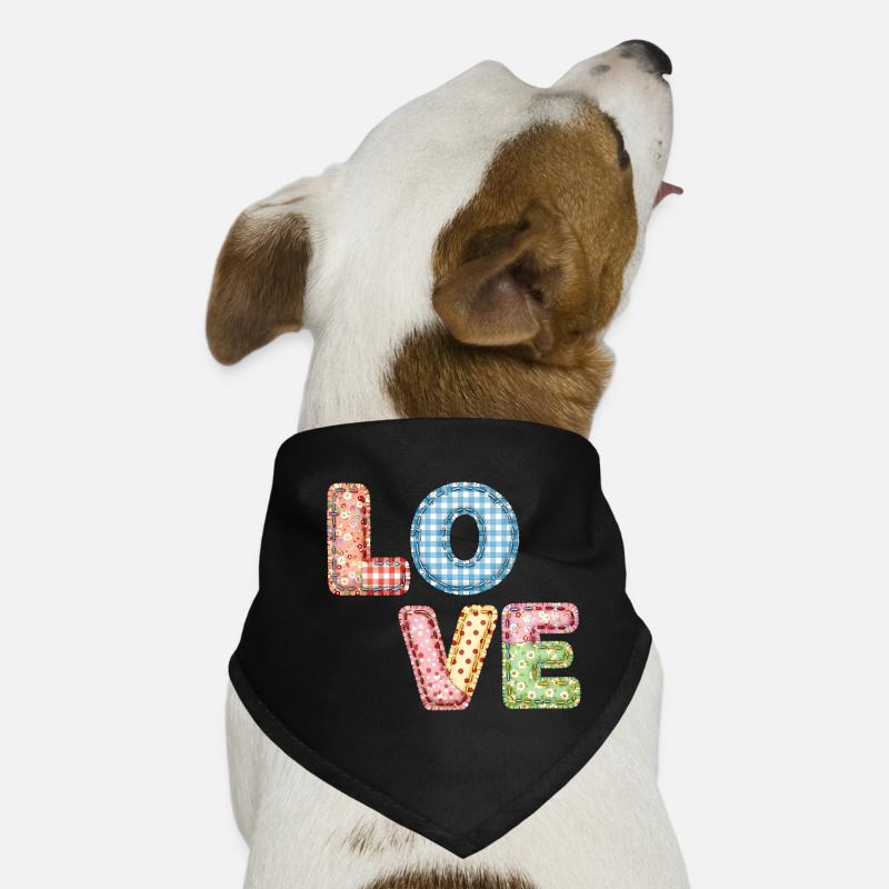 Love Patchwork Design Bunte Stoffflicken Hunde-Bandana