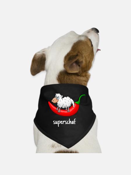 Superschaf, Schaf, Chili, lustiges Schaf, scharf - Hunde-Bandana - Schwarz - Vorne