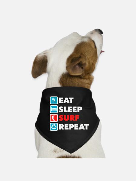 Eat Sleep Surf Repeat - Dog Bandana - black - Front