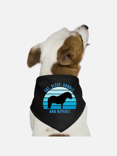 Shetlandpony-Glück - Sonnenuntergang im Retro-Stil - Hunde-Bandana - Schwarz