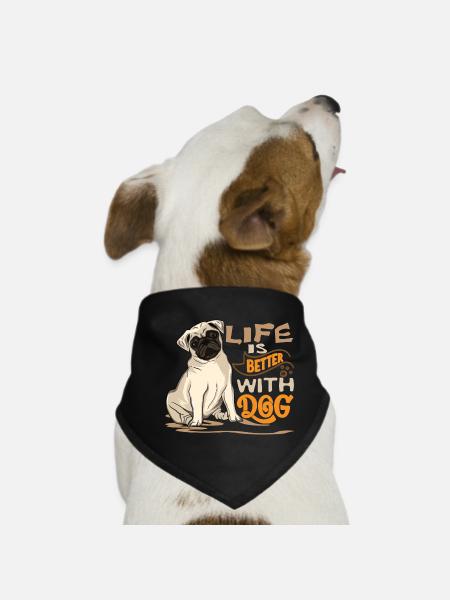 Das Leben ist schöner mit einem Hund - Hunde-Bandana - Schwarz - Vorne
