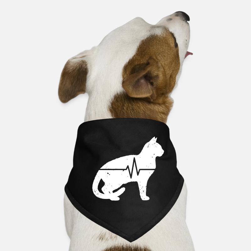 Katze Sitzend Herzschlag EKG Vintage Vektor Hunde-Bandana