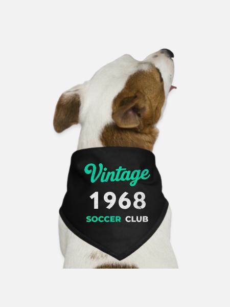 Millésime 1968 – Année de naissance rétro du club de football - Bandana pour chien - noir - Devant