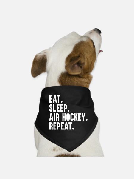 Eat Sleep Air Hockey Repeat - Dog Bandana - black - Front
