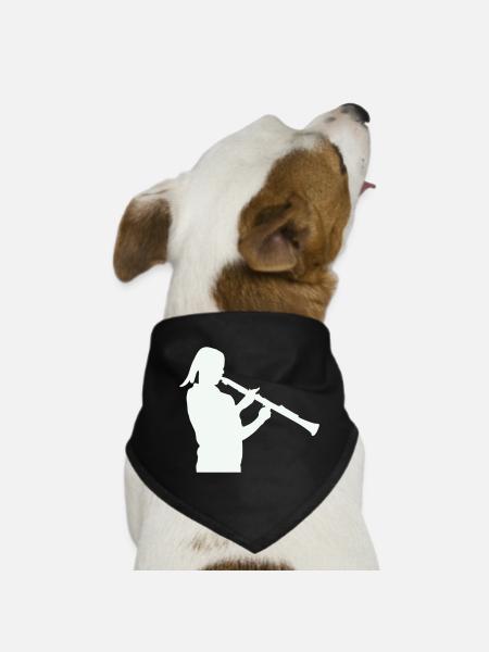 Silhouette with clarinet - Dog Bandana - black - Front