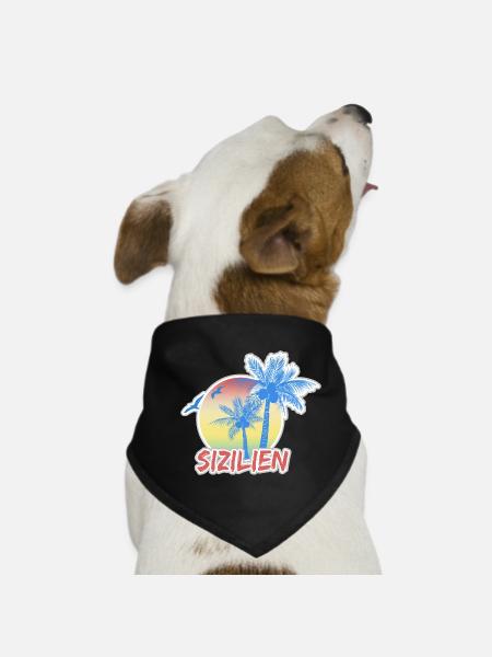 Sicily as a holiday - Dog Bandana - black - Front