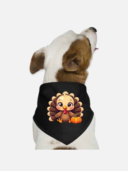 Bébé dinde de Thanksgiving - Bandana pour chien - noir - Devant