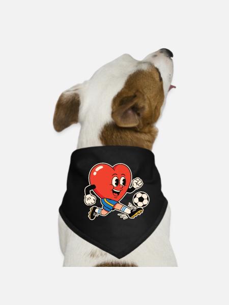 Herz Kicker Fußballherz - Hunde-Bandana - Schwarz - Vorne