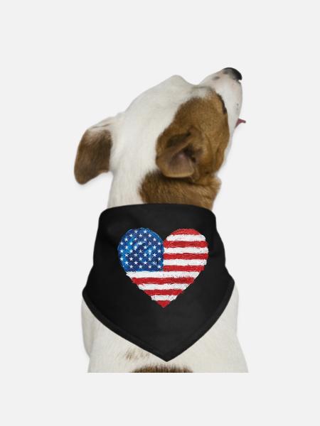 USA Heart Soccer Football United States - Dog Bandana - black - Front