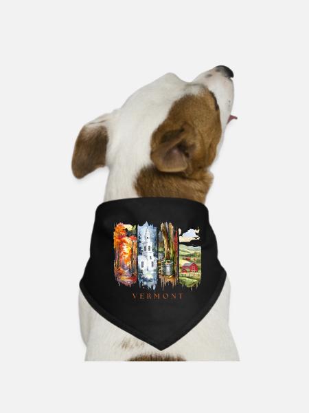 Vermont Travel – Autumn Foliage & Farm Life - Dog Bandana - black - Front