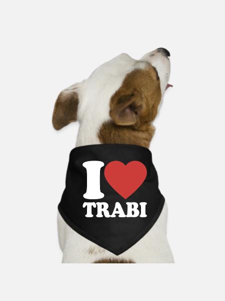 Ich liebe Trabi Herz Retro-Design - Hunde-Bandana - Schwarz - Vorne