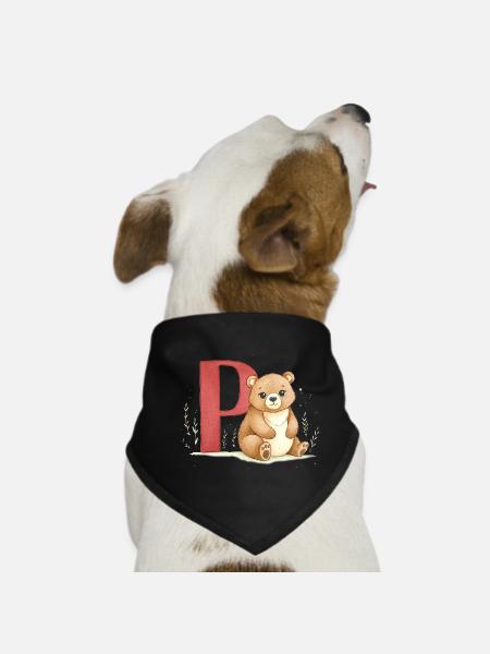 Gardez avec la lettre P - Bandana pour chien - noir - Devant