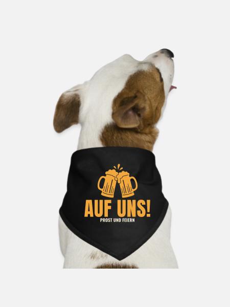 Auf uns Bier Herzschlag Prost Spruch Feiern - Hunde-Bandana - Schwarz - Vorne