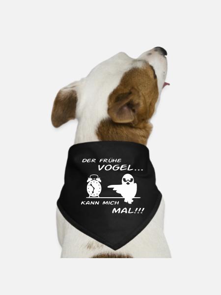 Der Frühe Vogel kann mich mal !!! - Hunde-Bandana - Schwarz - Vorne