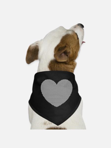 Herz weiß Muster Herzmuster Geschenk Herz Muster - Hunde-Bandana - Schwarz - Vorne
