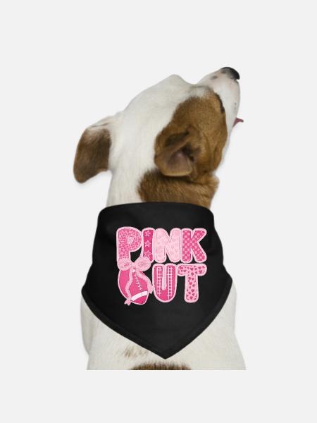 Pink Out Breast Cancer Football - Dog Bandana - black - Front