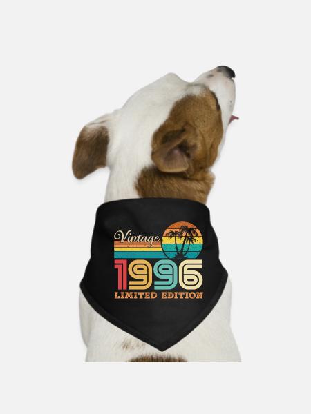 1996 Vintage 1996 Retro Geburtstagsgeschenk - Hunde-Bandana - Schwarz - Vorne