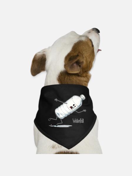 Waterfall – Falling Water Bottle Cartoon - Dog Bandana - black - Front